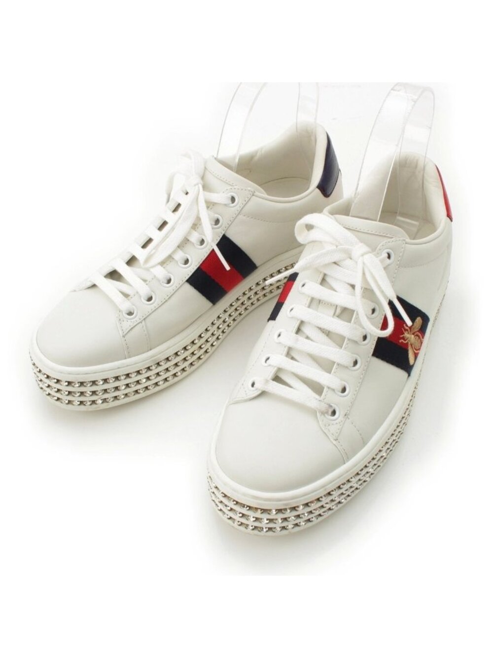 Gucci Bee Sherry Line Bijou Ace Low-Top Sneakers White